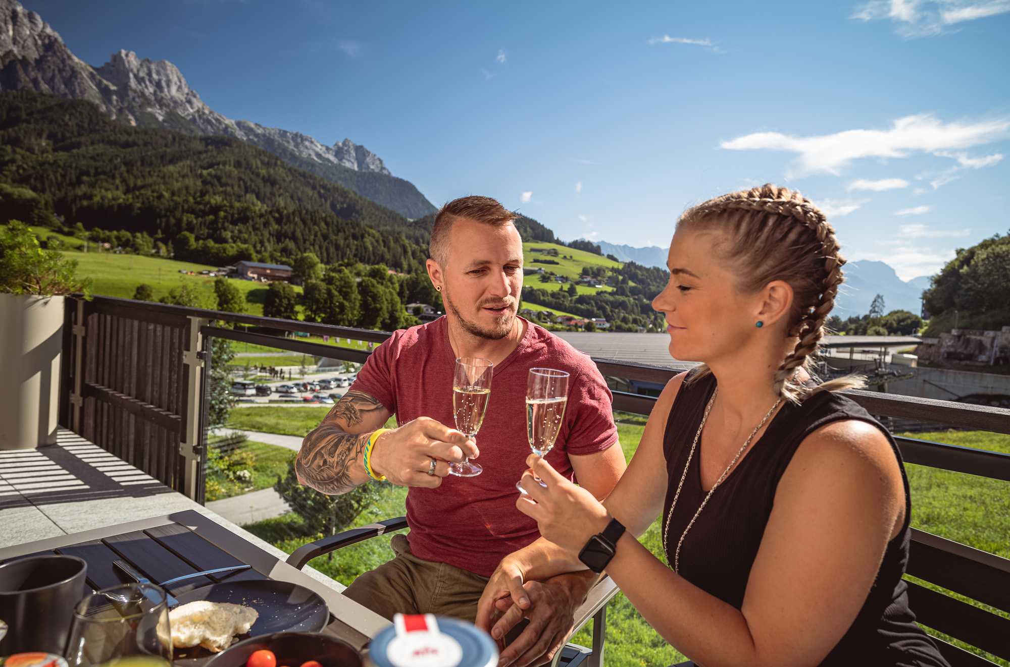 Sommerfrühstück auf den Balkon Penthouse Apart Herzog