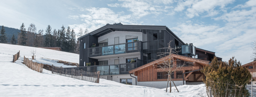 Winteransicht zur Mittagszeit vom Ferienhaus Apart Herzog